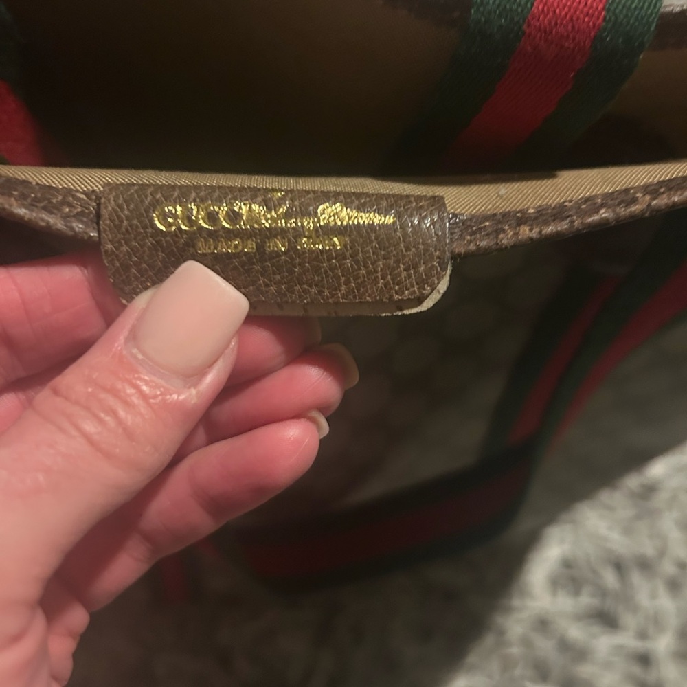 Gucci Supreme Tote Web Canvas & Leather Accents & Striped Guitar Double Handles